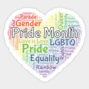 Pride Month Word Art Heart Sticker